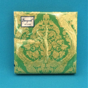 Салфетка 25л Bouguet de Luxe "Royal (золото) на зеленом" 2-сл (15)