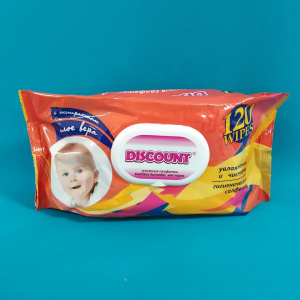 Салфетки влажные "Discount" (120шт., с клапаном) (16)