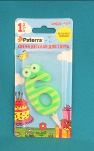 Свеча тортовая детская 6 "PATERRA" (401-527) (24)