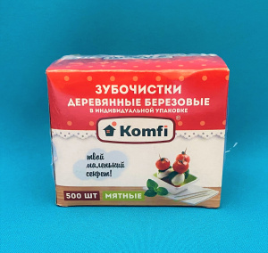 Зубочистки в инд. упаковке Мятные по 500шт. Komfi (арт.KWN205K) (30)