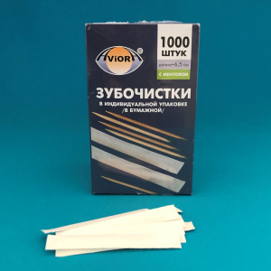 Зубочистки в инд. бум. упаковке с ментолом бамбуковые в карт, кор по 1000шт. AVIORA (401-609) (30)